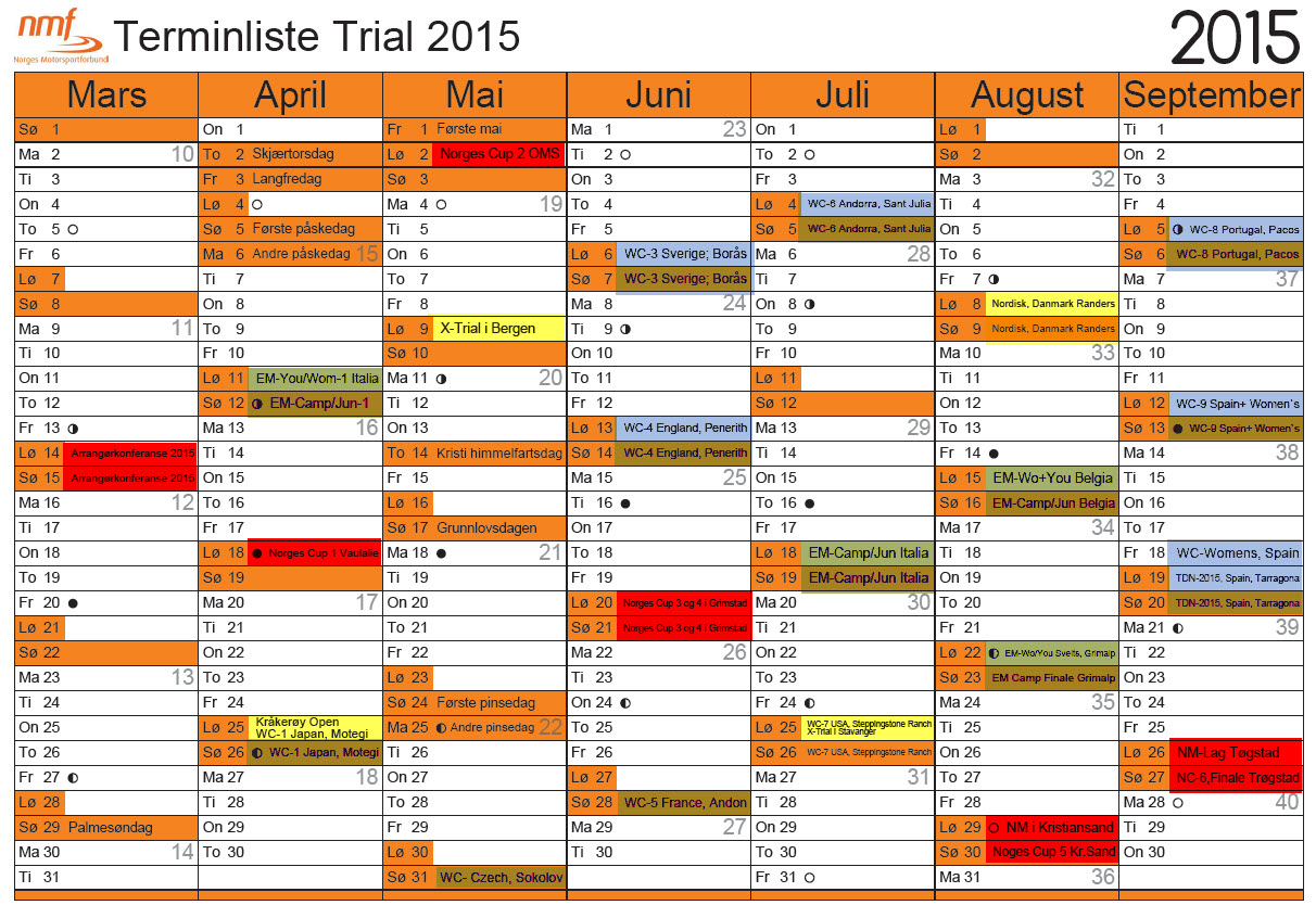Trial Terminliste 2015